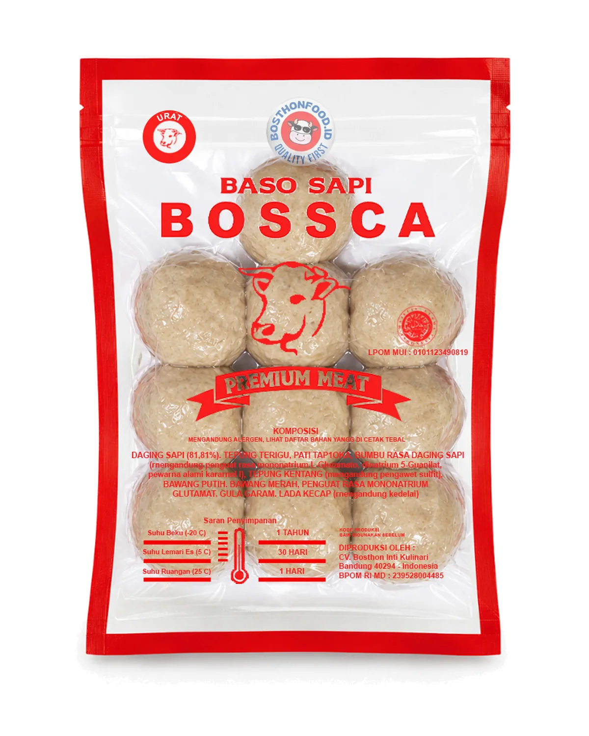 Kemasan Bossca Bakso urat