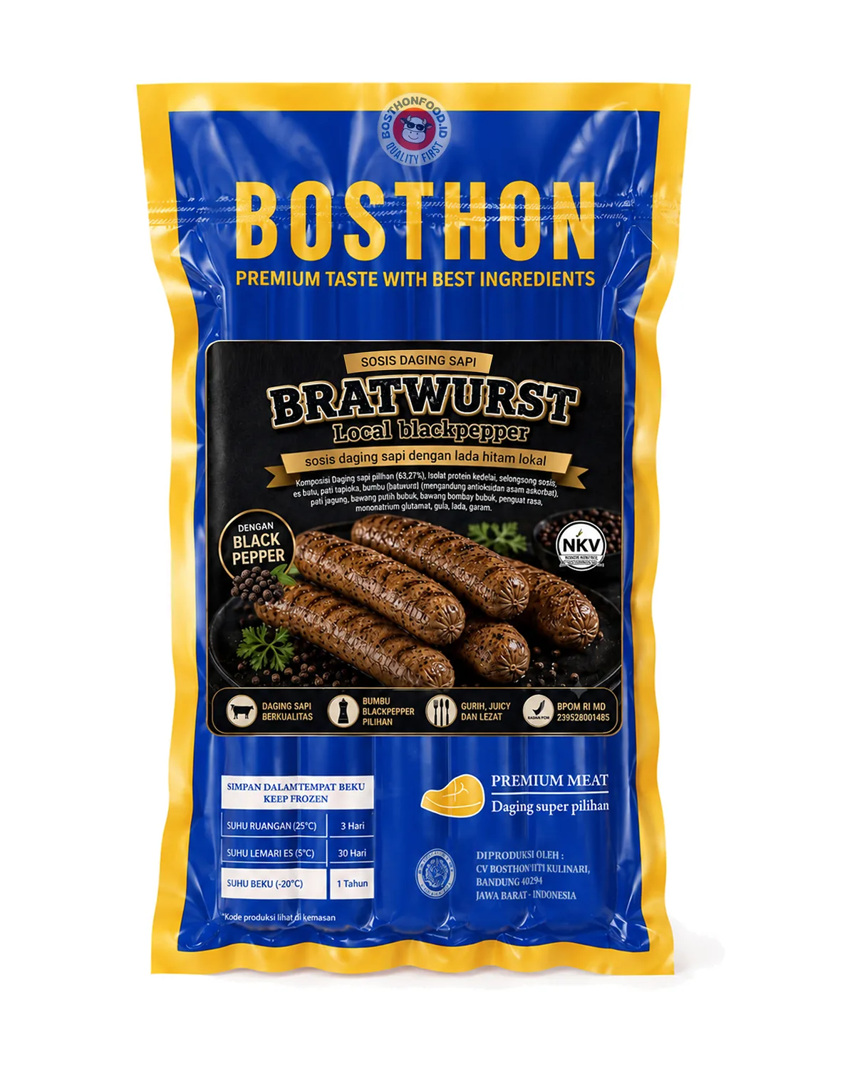 Kemasan Bosthon Bratwurst black pepper