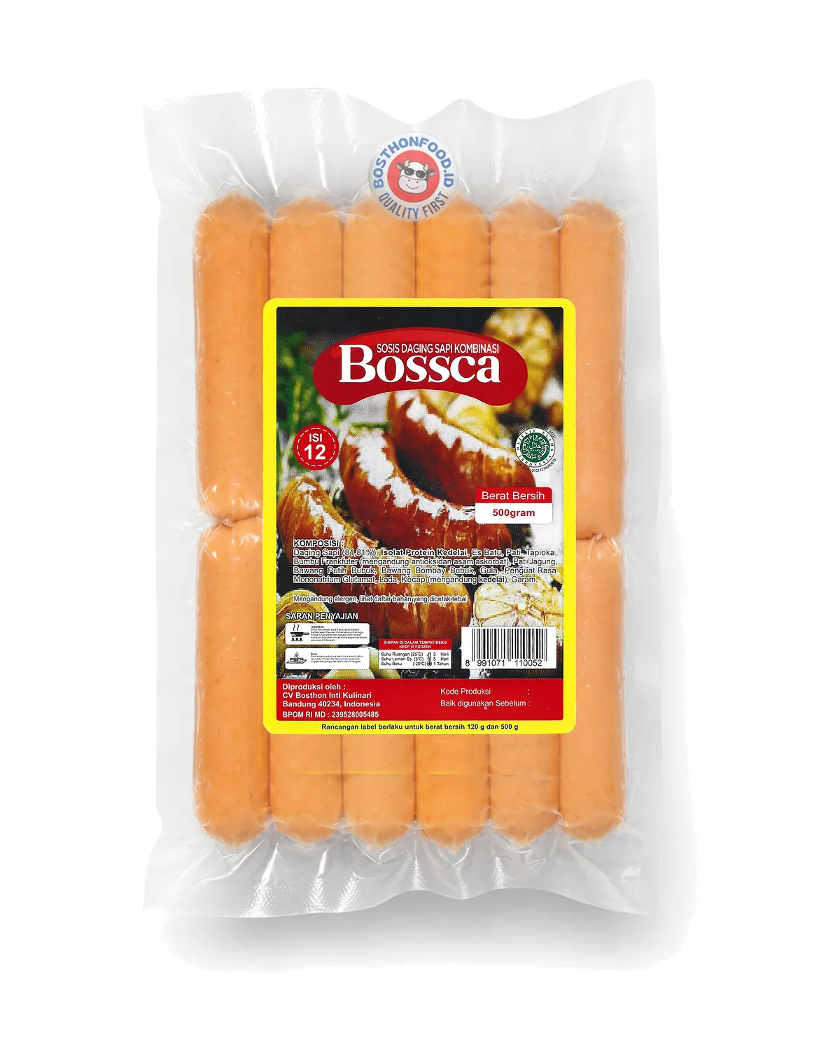 Kemasan Bossca Sosis daging sapi kombinasi