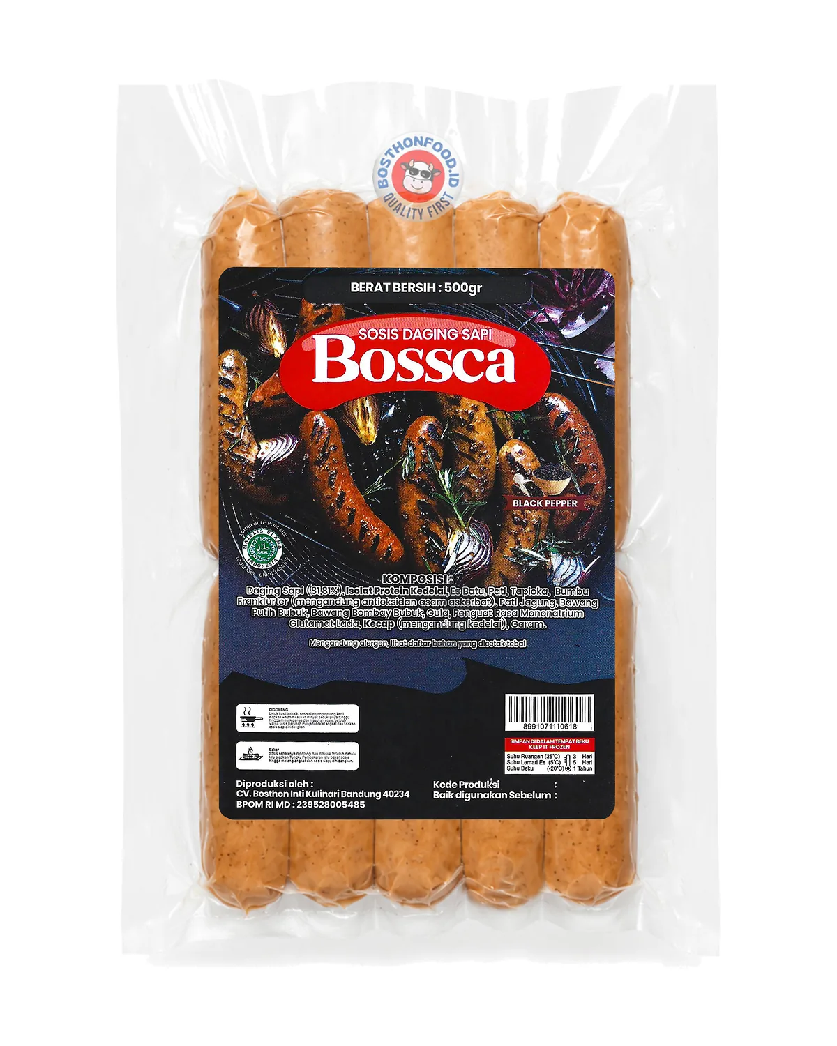 Kemasan Bossca Sosis black pepper